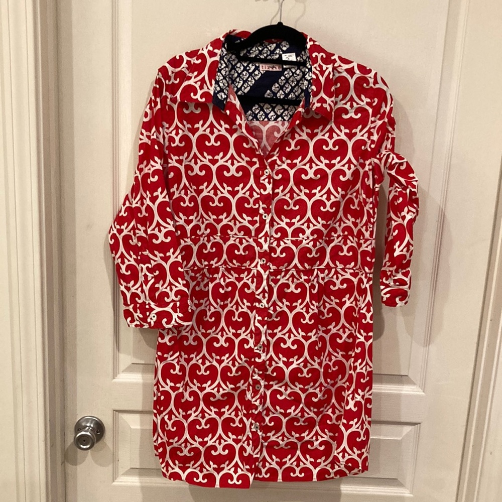 Tizzie cotton  and Lycra red and white XL dress from dizzy lizzy